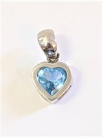 .925 Silver Blue Topaz Heart Pendant  H