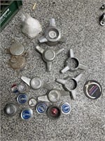 Assorted vintage center caps hubcap spinners