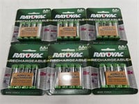 6 Packs of 4 New RAYOVAC Rechargeable AA Batteries