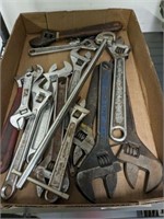 TRAY OF ADJUSTABLE WRENCHES