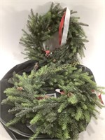 (2) Winter Themed Wreaths in Storage Bag