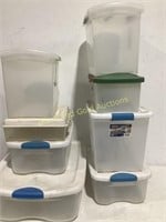 (8) Various Size Plastic Totes With Lids