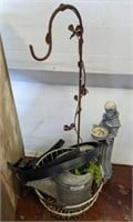 GROUP-EGG BASKET, WATERING CAN, STATUE,