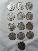 (13) 1964 Kennedy Half Dollars 90% silver