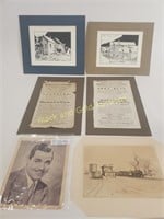 VTG Signed Prints of Houses, Clark Gable, & More