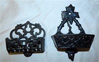 Antique Cast Iron Metal Match Holders