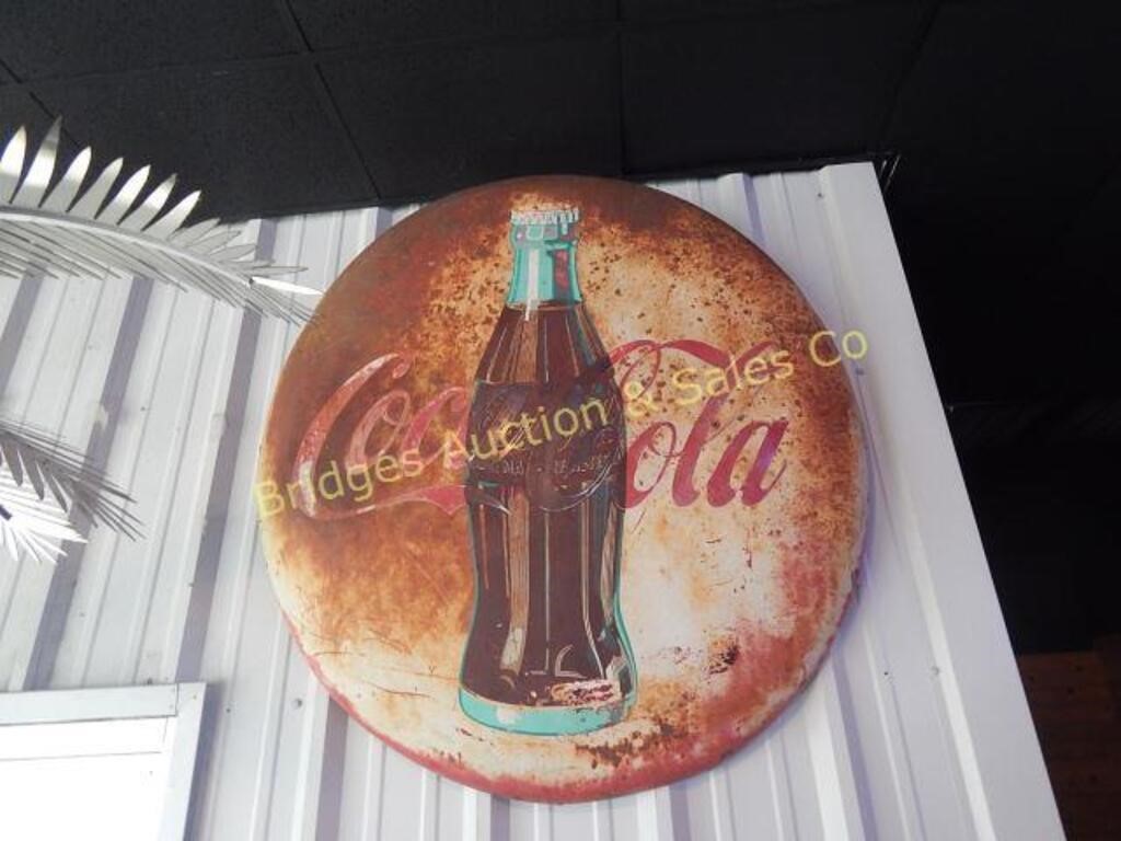 Large round Coca Cola Sign - old