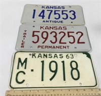 3 Kansas license plates