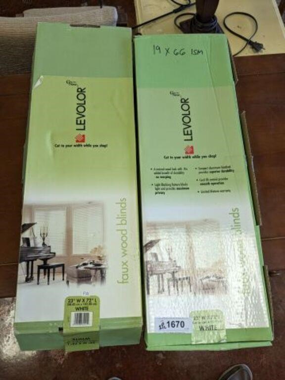 2 LEVELOR FAUX WOOD BLINDS