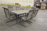 Patio Table Approx 70"x38"x28" & (6) Chairs