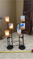 Tiered,  3 bulb, faded glass lamps 33”H