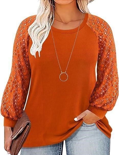 TIYOMI Tops For Women Long Sleeve Lace Puff