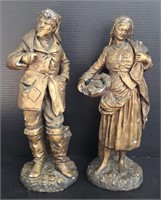 (P) Bronze Color Statues, Male 18.5" Tall