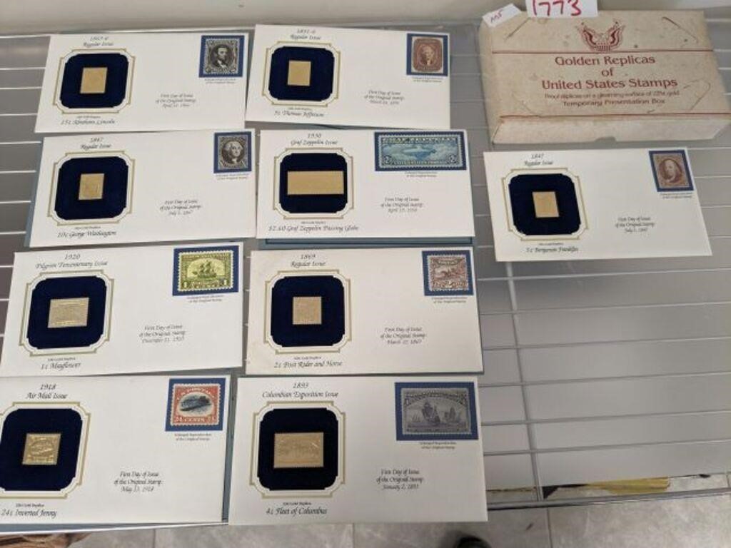 GOLDEN REPLICA OF US STAMPS FIRST DAY ISSUE