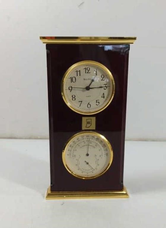 Vintage HE Bulova Quartz Clock And Thermometer