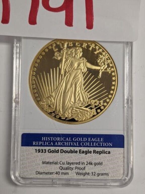 1933 REPLICA GOLD DOUBLE EAGLE PLATED