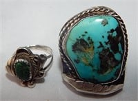 Sterling & Turquoise Rings 22.07g Unmarked