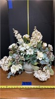 Floral arrangement & rustic ceramic planter
