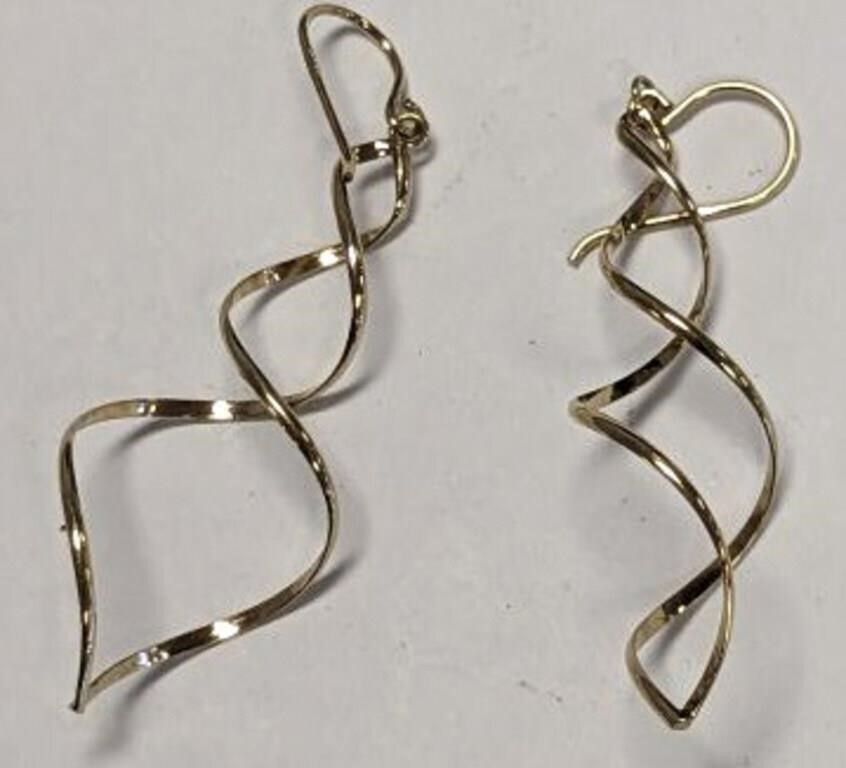 925 WITH GOLD OVER LAY SPIRAL EARRINGS