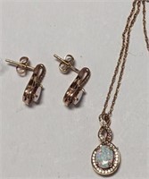 925 WITH ROSE GOLD OVERLAY NECKLACE, WITH OPALS,