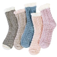 Loritta 5 Pairs Womens Fuzzy Socks Winter Warm