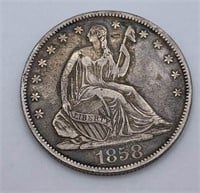 1858 O Seated Liberty Half Dollar Coin