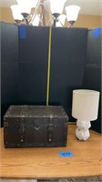 Decorative chest & 16.5”lamp 
18”x 9.5”x 9.5”H