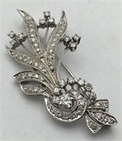 14k White Gold And Diamond Brooch