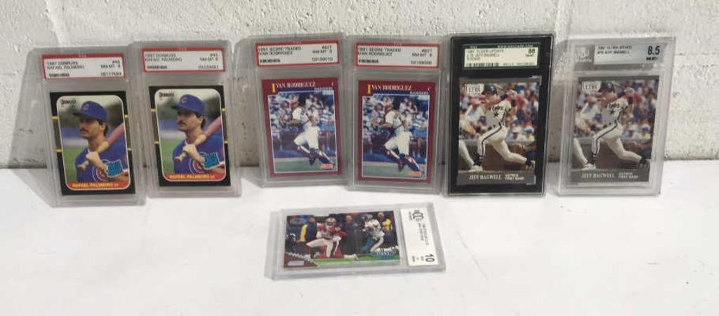 6 Collectible Baseball and 1 Football Cards T13D