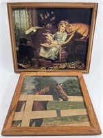 (2) Wooden Framed Pictures of “The Rivals” & Horse
