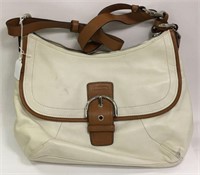 Coach Brown And White Leather Bag