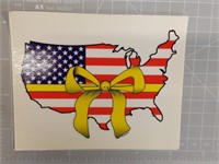 Yellow ribbon American flag decal