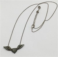 Sterling Silver Heart Wing Necklace