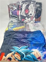 6 PCs Soft Plush Blanket Lot, Various