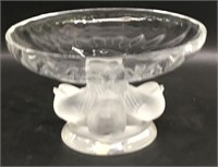 Lalique France Figural Bird Footed Compote