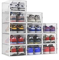SESENO 12 Pack Shoe Storage Boxes, Clear Plastic