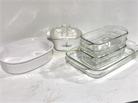 Six Corning and Pyrex Baking Dishes