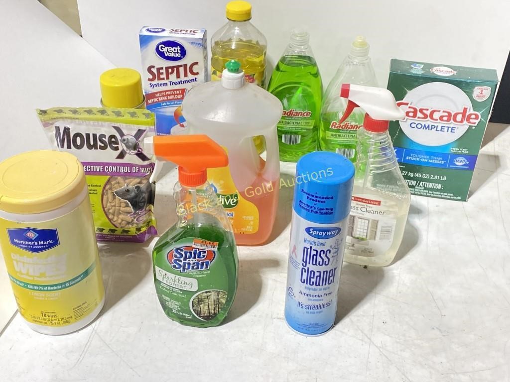 Basket of Household Cleaning Supplies