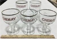 5 Chimay stem glasses