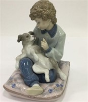 Lladro Porcelain Figurine, Boy And Dog