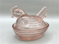 Light Pink Hen On Nest Covered Candy Trinket Dish