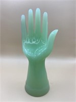 Jadeite GREEN Glass RING Jewelry Display HAND  8”