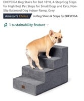 4-Step Dog Stairs, Non-Slip, Grey