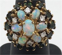 14k Gold, Diamond, Opal & Citrine Ring