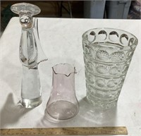 Glass decor w/vases