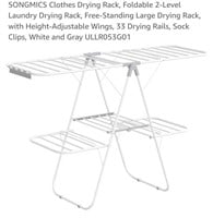 Clothes Drying Rack, Foldable, 2-Level, White &