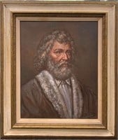Artist Signed Oil On Canvas Portrait Of Man
