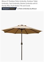 NEW 9' Patio Umbrella, Tilt & Crank, Tan