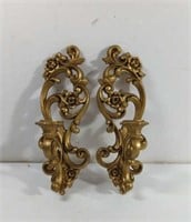 Vintage 1971 Homco Ornate Gold Tone Floral Wall