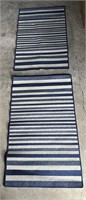 Pair of Blue & White Striped Floor Accent Rugs